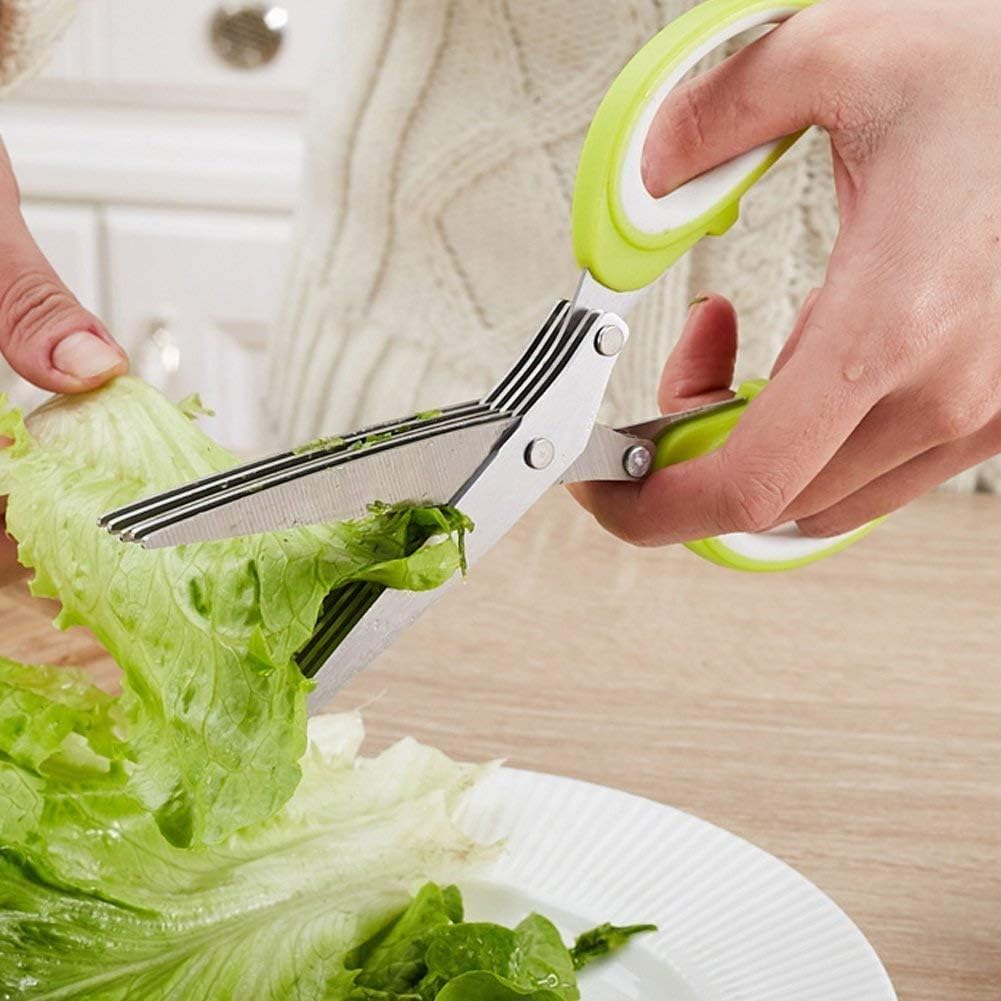 Multi-Functional 5-Layer Stainless Steel Kitchen Scissors | Herb & Vegetable Cutter