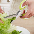 Multi-Functional 5-Layer Stainless Steel Kitchen Scissors | Herb & Vegetable Cutter
