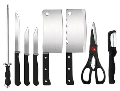 8-Piece Kitchen Knife Set with Scissors, Sharpener and Peeler, Professional Stainless Steel