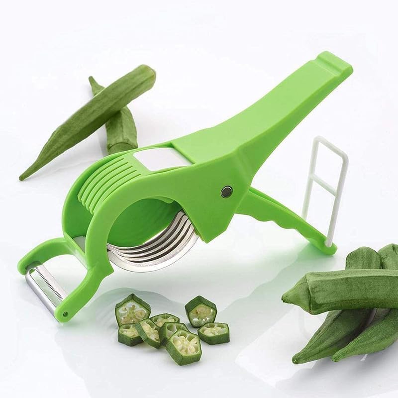 Okra Cutter and Vegetable Slicer with Stainless Steel Blades