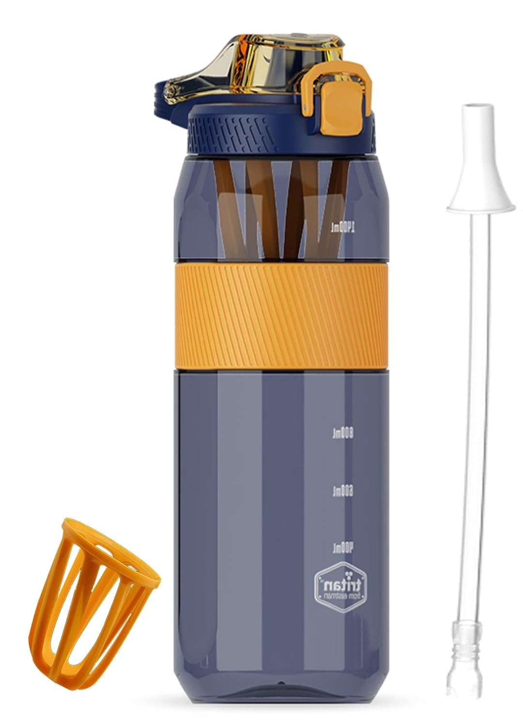 1600 ml Water Bottle with Straw and Fruit Infuser, Blue