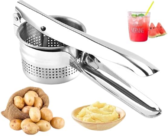 Stainless Steel Potato Ricer & Fruit Juicer - Heavy Duty Hand Press Masher