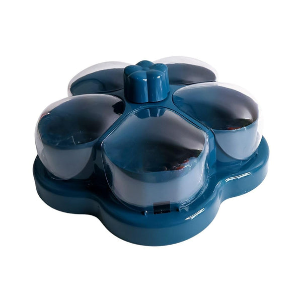 Dry Fruit Storage Box With Easy Open Lid - Lotus Design 5 Compartment Snack Container