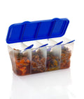 Multipurpose Plastic Spice Storage Container Box with 4 Compartments and Spoons