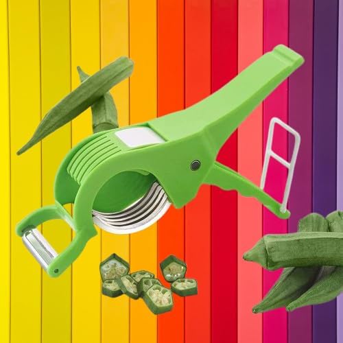 Okra Cutter and Vegetable Slicer with Stainless Steel Blades