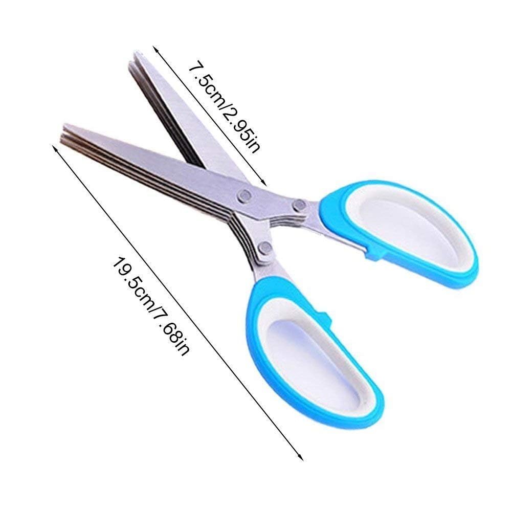 Multi-Functional 5-Layer Stainless Steel Kitchen Scissors | Herb & Vegetable Cutter