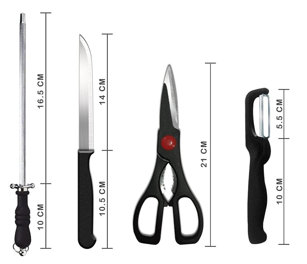 8-Piece Kitchen Knife Set with Scissors, Sharpener and Peeler, Professional Stainless Steel