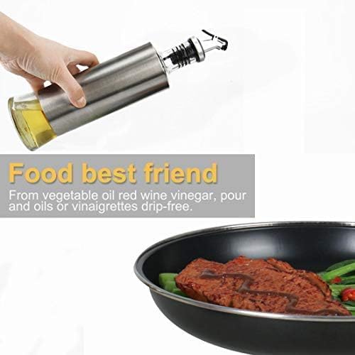 Glass Oil Dispenser Bottle, 500ml | Measuring Scale, Leak-Proof Auto Flip