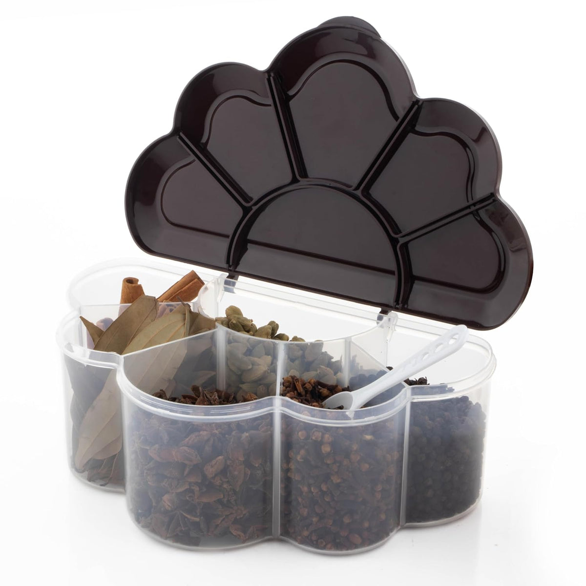Plastic 6 In 1 Masala Box for Kitchen,Spice Boxes for Kitchen,Transparent 6 Compartment