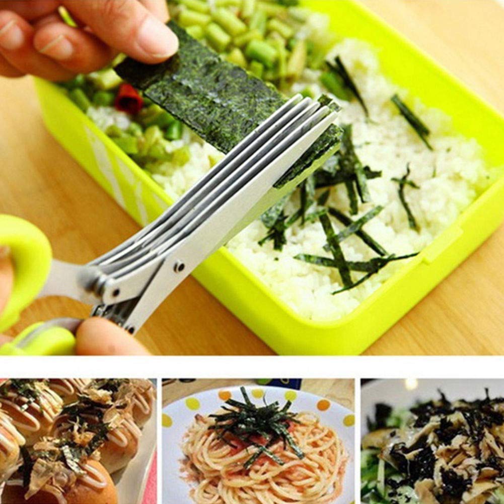 Multi-Functional 5-Layer Stainless Steel Kitchen Scissors | Herb & Vegetable Cutter