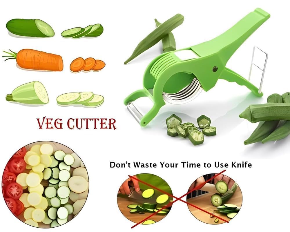 Okra Cutter and Vegetable Slicer with Stainless Steel Blades