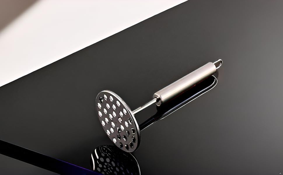 Stainless Steel Potato Masher for Kitchen Pav Bhaji Masher with Round Perforated Plate