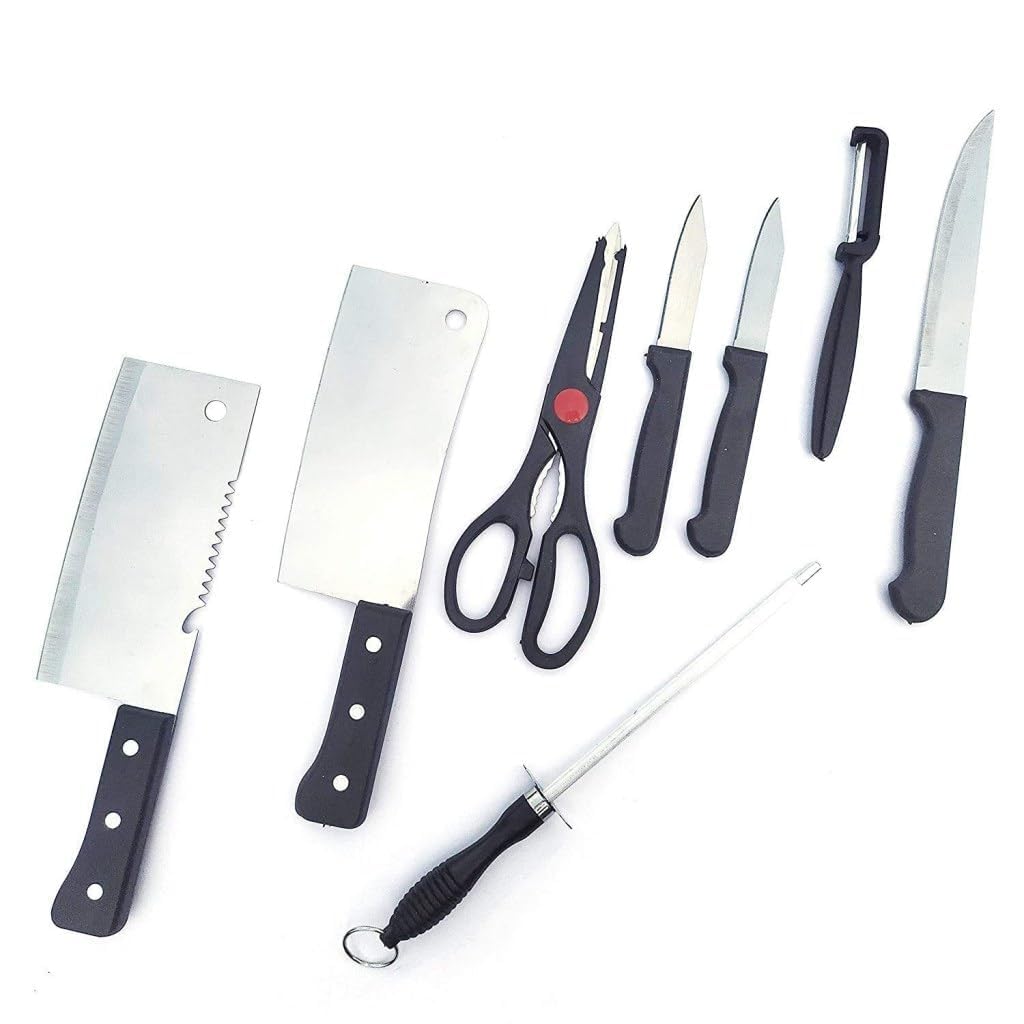 8-Piece Kitchen Knife Set with Scissors, Sharpener and Peeler, Professional Stainless Steel