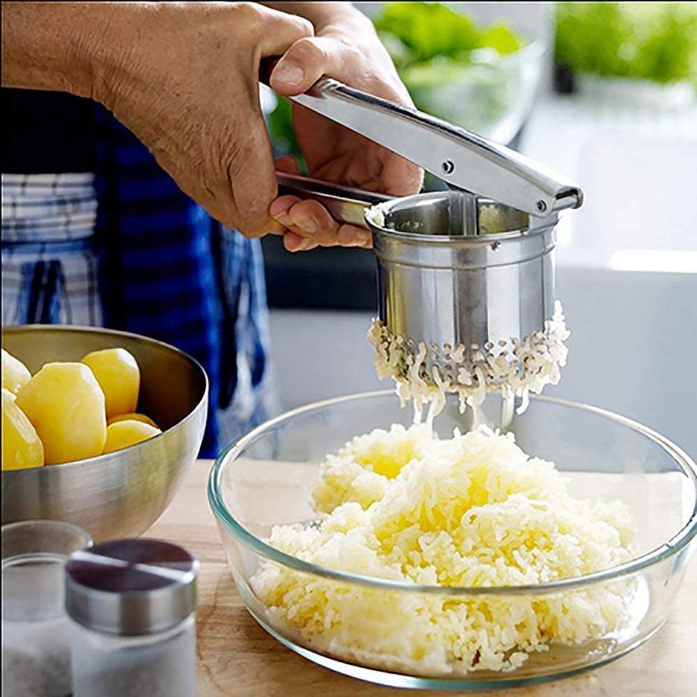 Stainless Steel Potato Ricer & Fruit Juicer - Heavy Duty Hand Press Masher