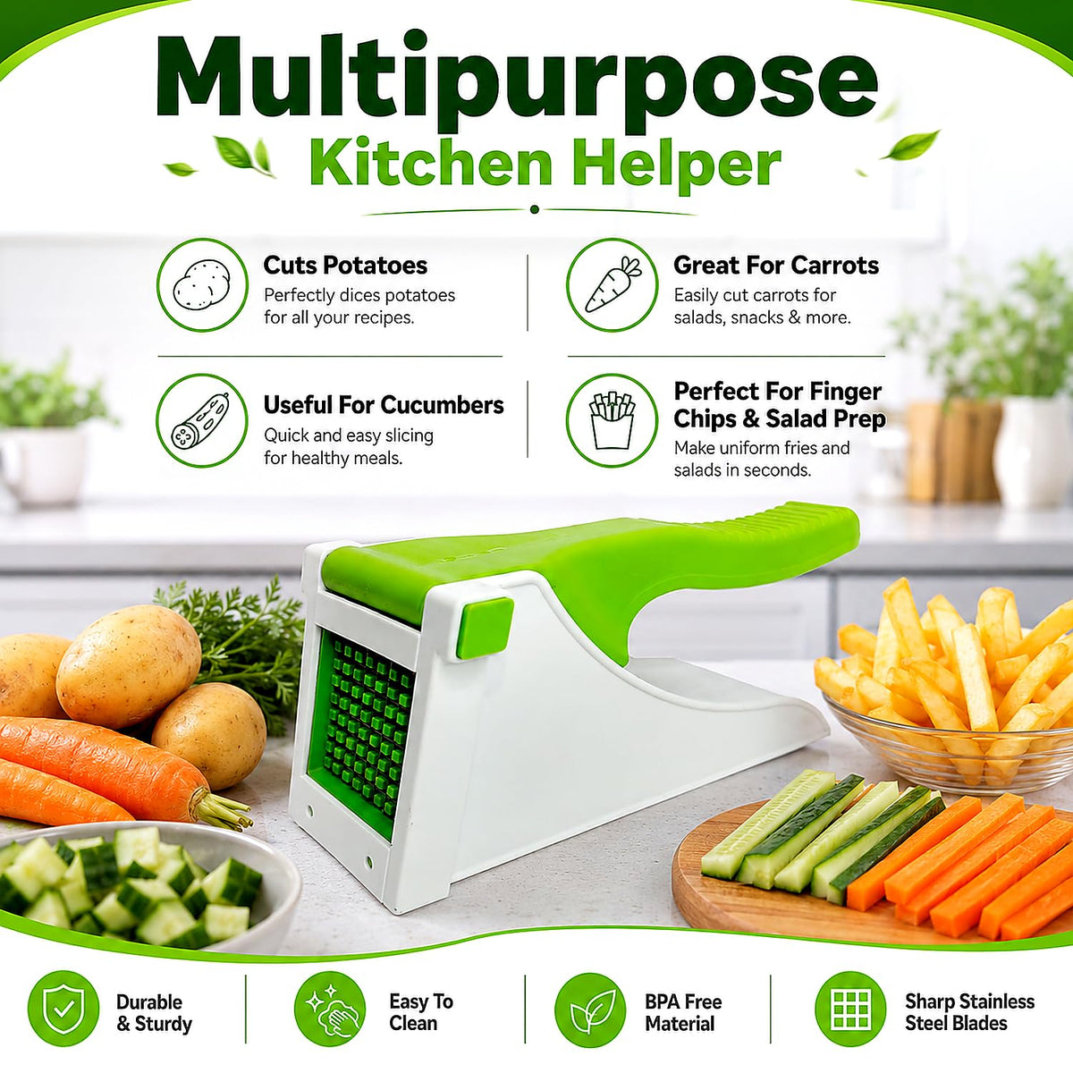 Chopper Potato Chipser French Fries Chips Maker Machine Vegetable Slicer