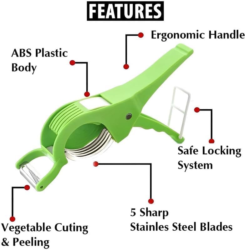 Okra Cutter and Vegetable Slicer with Stainless Steel Blades