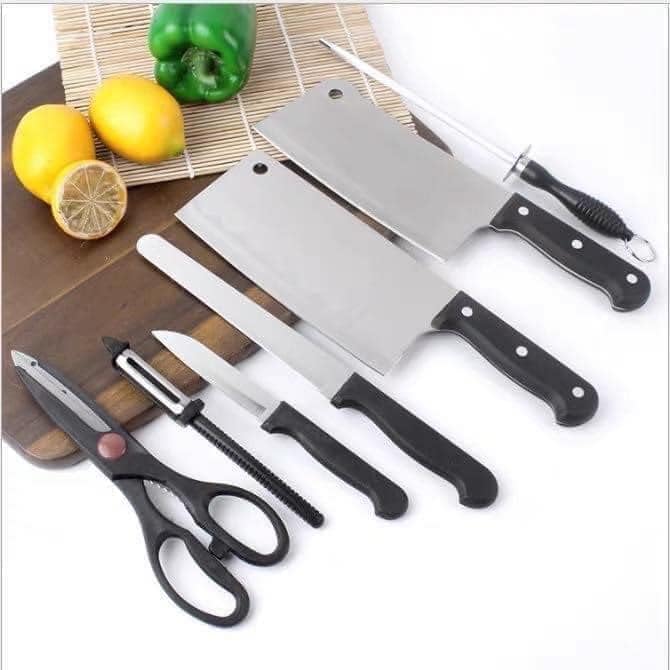 8-Piece Kitchen Knife Set with Scissors, Sharpener and Peeler, Professional Stainless Steel
