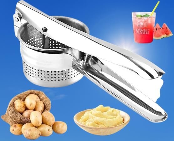 Stainless Steel Potato Ricer & Fruit Juicer - Heavy Duty Hand Press Masher
