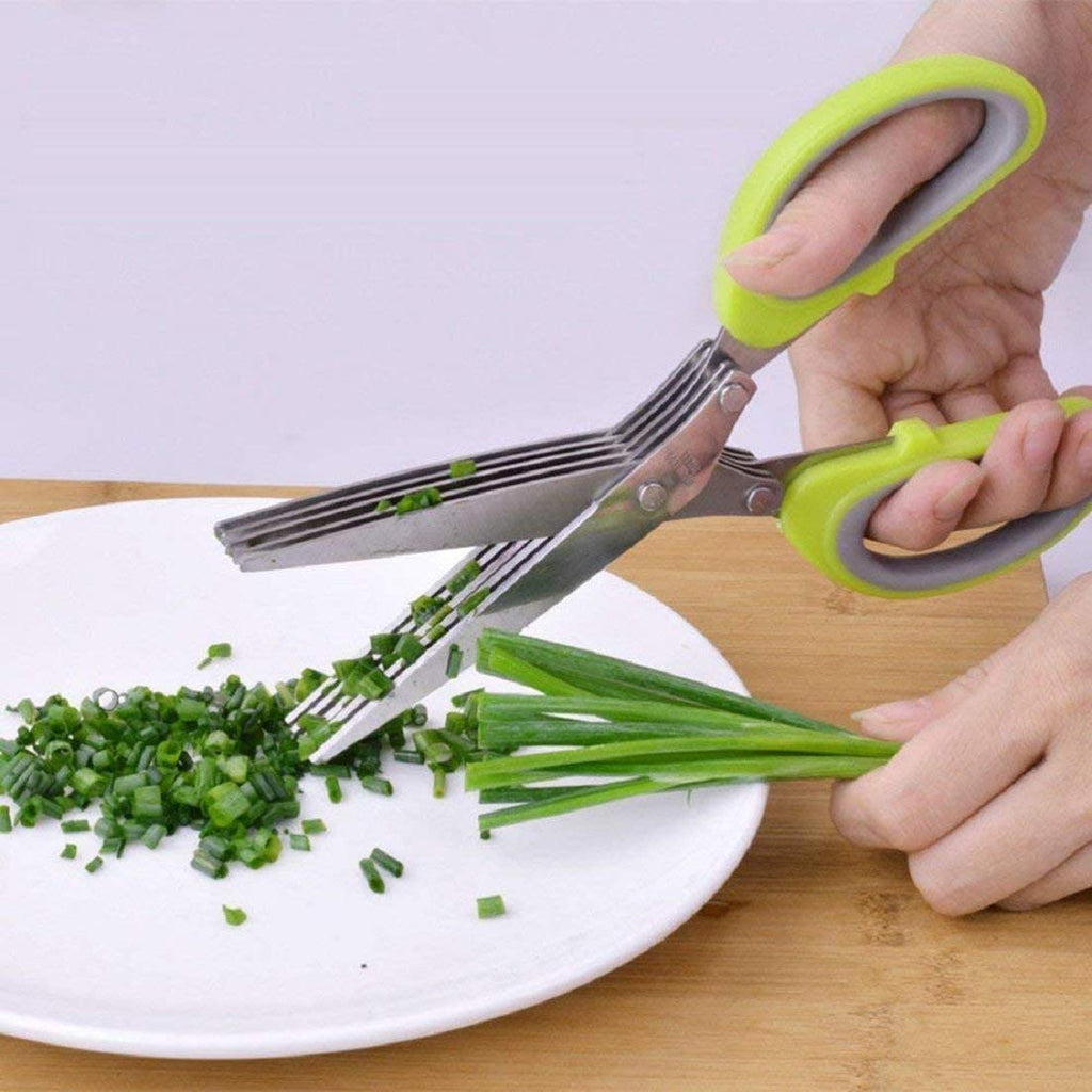 Multi-Functional 5-Layer Stainless Steel Kitchen Scissors | Herb & Vegetable Cutter