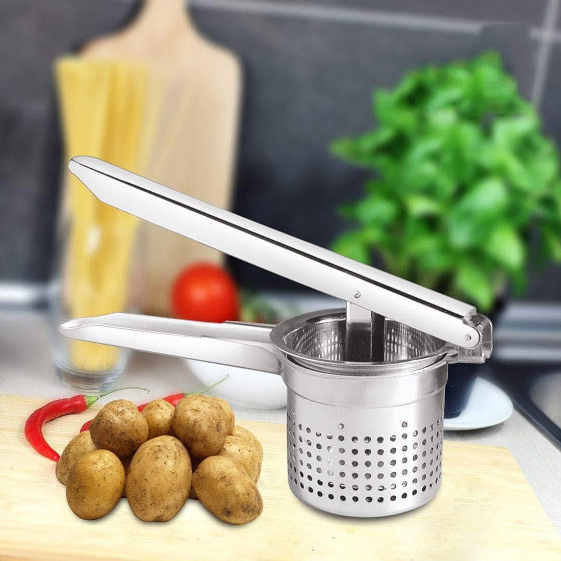 Stainless Steel Potato Ricer & Fruit Juicer - Heavy Duty Hand Press Masher