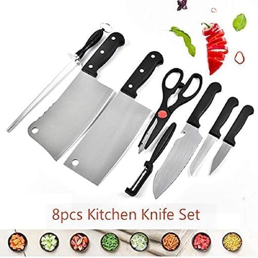 8-Piece Kitchen Knife Set with Scissors, Sharpener and Peeler, Professional Stainless Steel