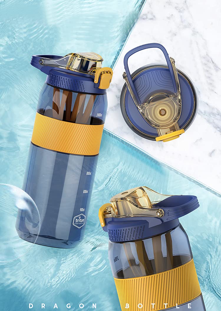 1600 ml Water Bottle with Straw and Fruit Infuser, Blue